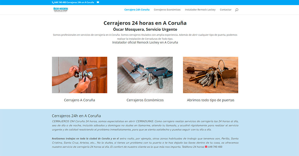 Cerrajero 24h Coruña, Diseño de Página web