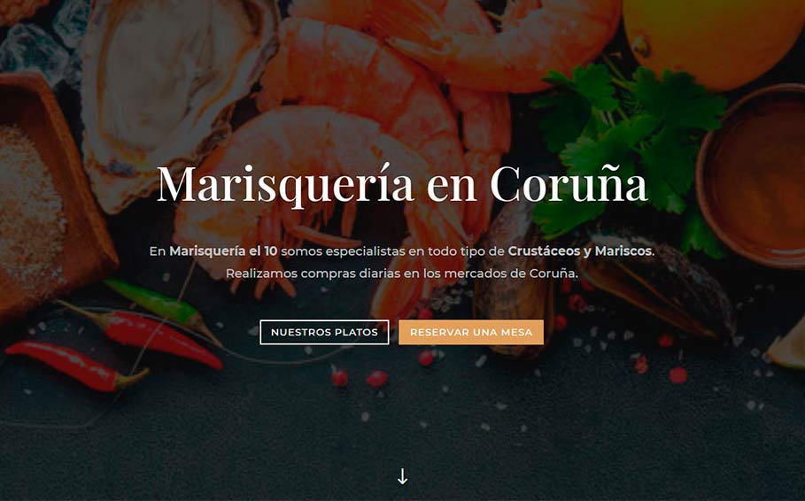 Restaurante Marisquería el 10, Diseño web