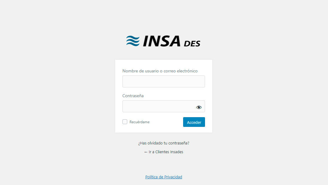 INSA des, web privada para clientes