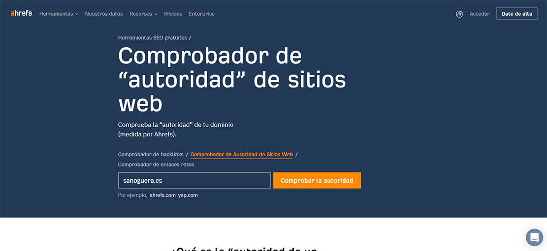 Comprobador de autoridad de sitios web Comprobador de autoridad de sitios web