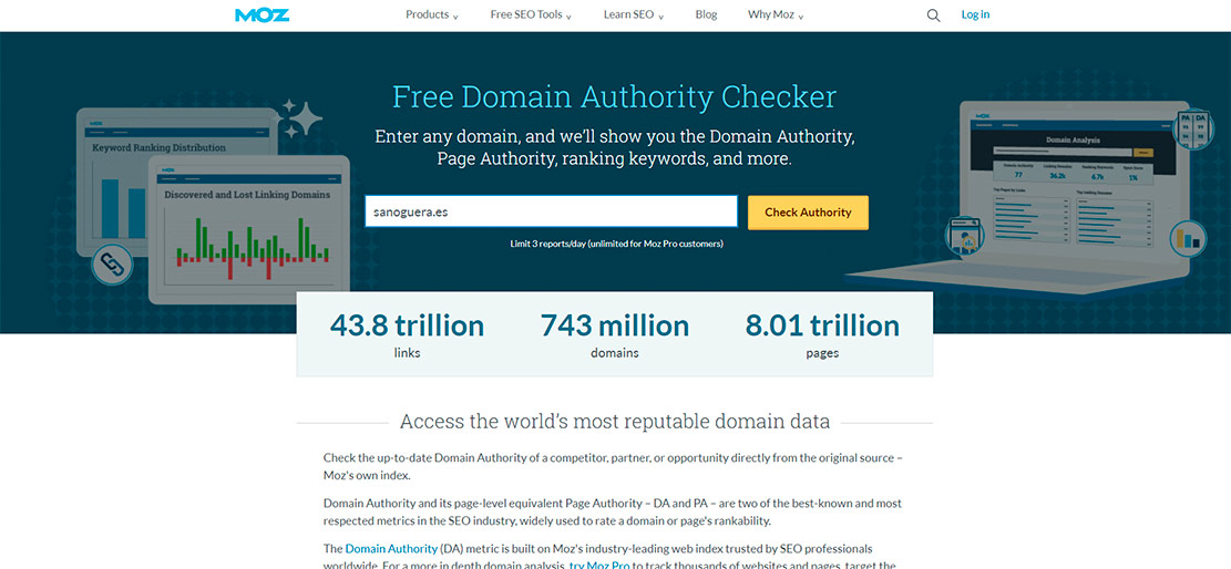 Moz, ver autoridad de tu pagina web
